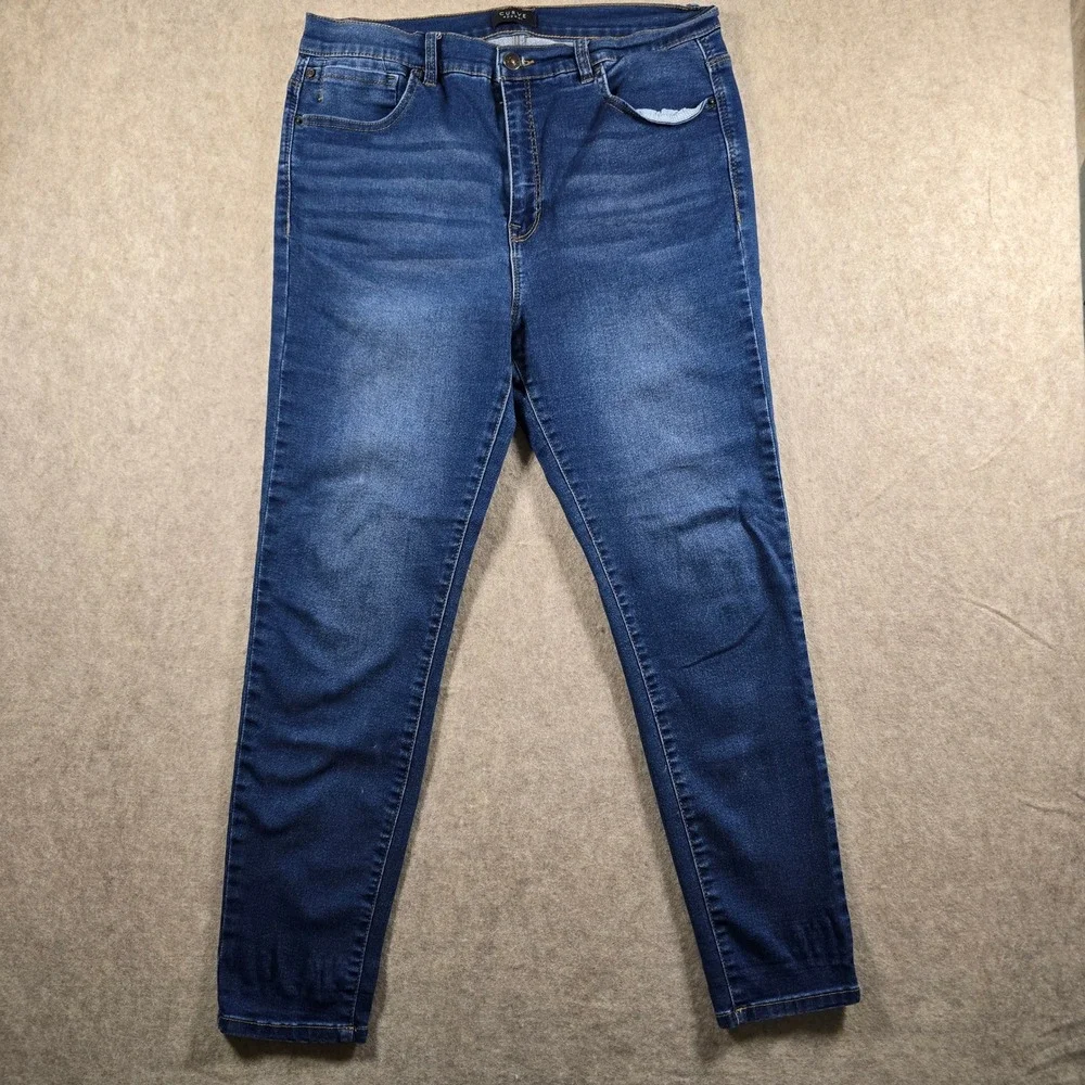 Curve Appeal Womens Skinny Jeans Size 14/32 Medium Wash High Rise Stretch Denim